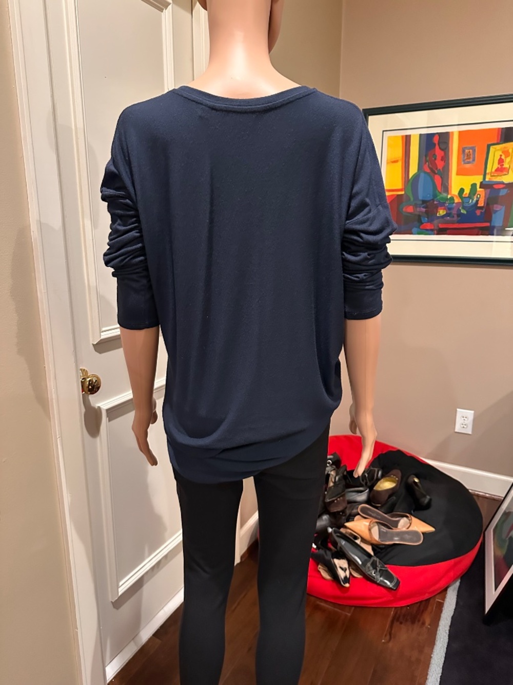 Athleta Oversized Stretchy Navy Long Sleeve Top - Size M - Picture 5 of 7